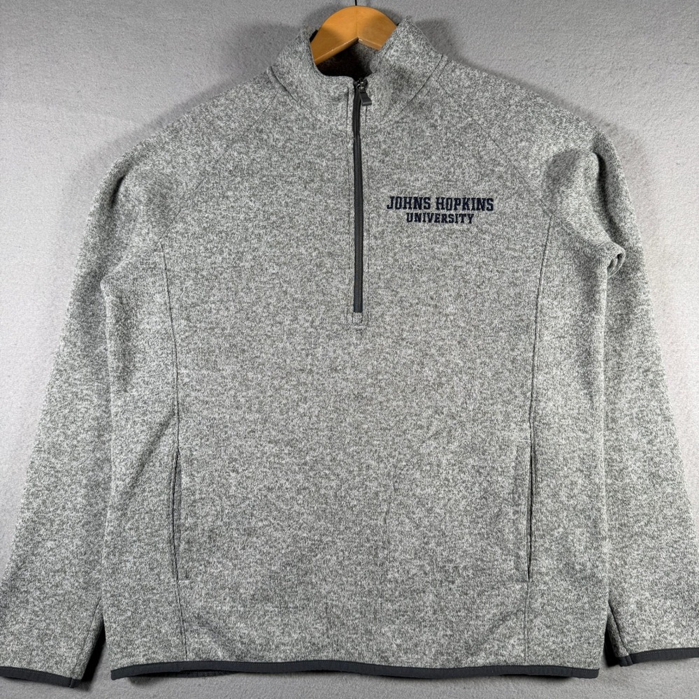 League Johns Hopkins University Quarter Zip Pullover Heather Gray Mens Large